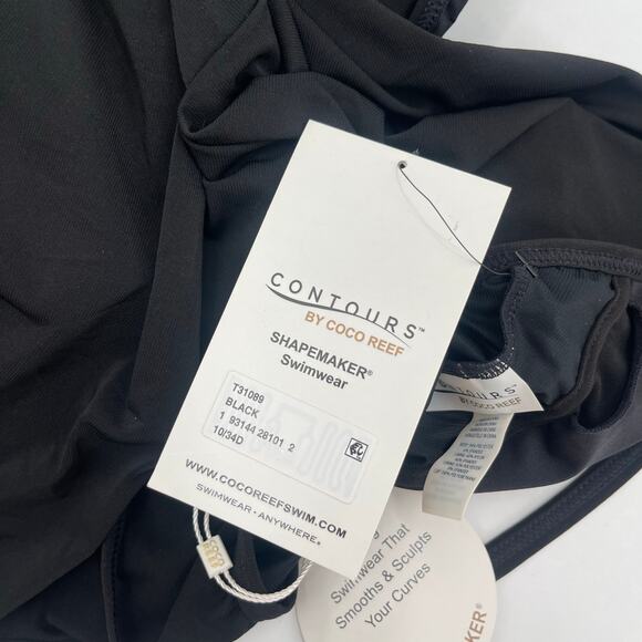 CONTOURS BY COCO REEF Swimsuit Size 10/34D Shapemaker Black NWT Swim Shorts - Picture 7 of 16